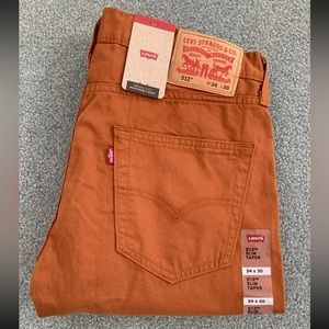 NWT Levis 512 Mens Slim Taper Fit Jeans/Pants - Burnt Orange Size 34”x30”